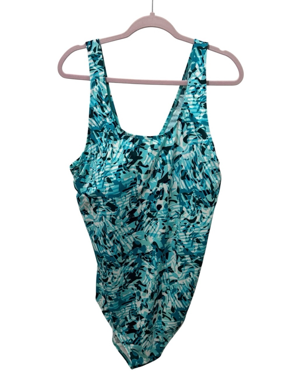 L.L Bean Aqua Abstract Print One Piece Swimsuit Size 26W